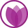 Purple lotus flower logo inside circle