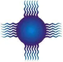 Blue circle with four wavy lines
