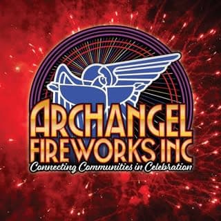 Archangel Fireworks Inc logo with fireworks