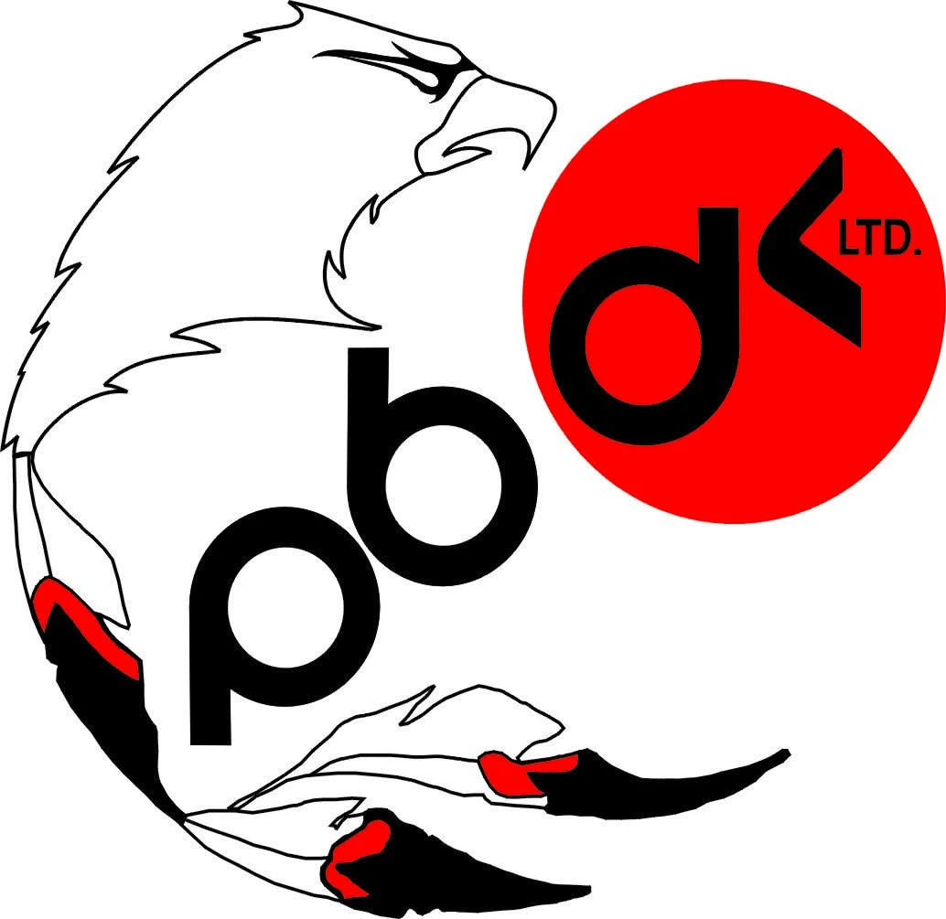 pbdk ltd. stylized eagle logo with red circle