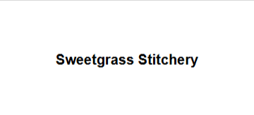 Logo reading "Sweetgrass Stitchery" on white background