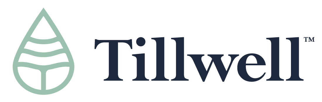 Tillwell logo with green leaf droplet