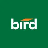 White "bird" logo with orange accent
