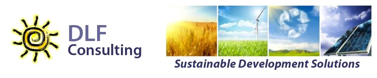 DLF Consulting logo with sustainable development imagery