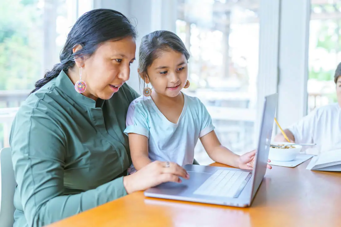 Family bonding over technology at home