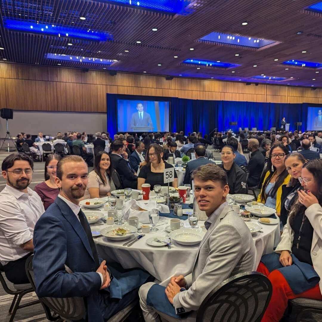 Banquet attendees seated at round tables