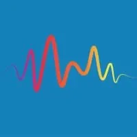 Colorful waveform on blue background
