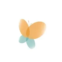 Abstract orange and teal butterfly logo