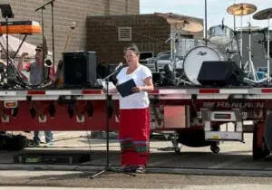 Outdoor band setup with speaker