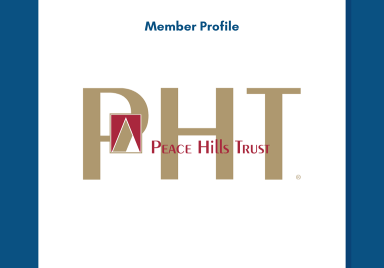 Peace Hills Trust logo on blue background