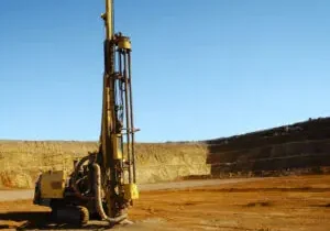 Industrial drill in barren terrain