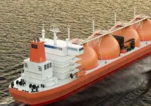 Large tanker transporting gas containers