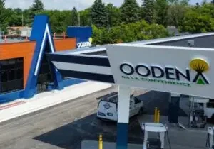 Fuel pumps and convenience store entrance