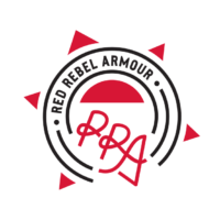 Red Rebel Armour circular logo with RRA