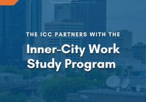 Cityscape with partnership announcement