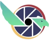 Eagle head merged with camera shutter logo