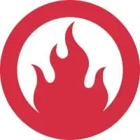 Red flame icon inside circular border
