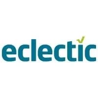 Teal "eclectic" logo with yellow check mark