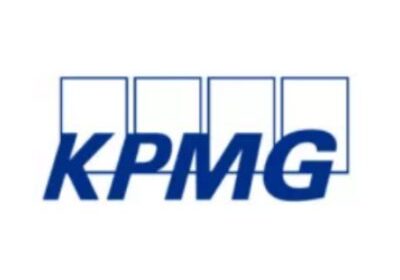 KPMG logo with blue rectangular blocks