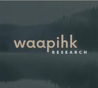 Waapihk Research logo over misty lake